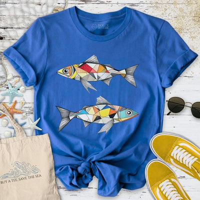 Geometric Sardines T-Shirt - Ocean Graphic Tee - Gift for Ocean Lovers - Unisex