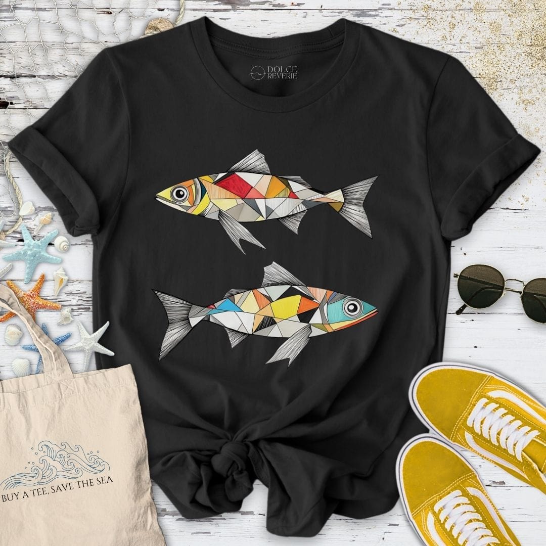 Geometric Sardines T-Shirt - Ocean Graphic Tee - Gift for Ocean Lovers - Unisex