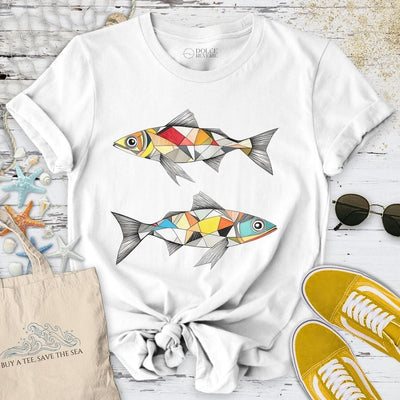 Geometric Sardines T-Shirt - Ocean Graphic Tee - Gift for Ocean Lovers - Unisex