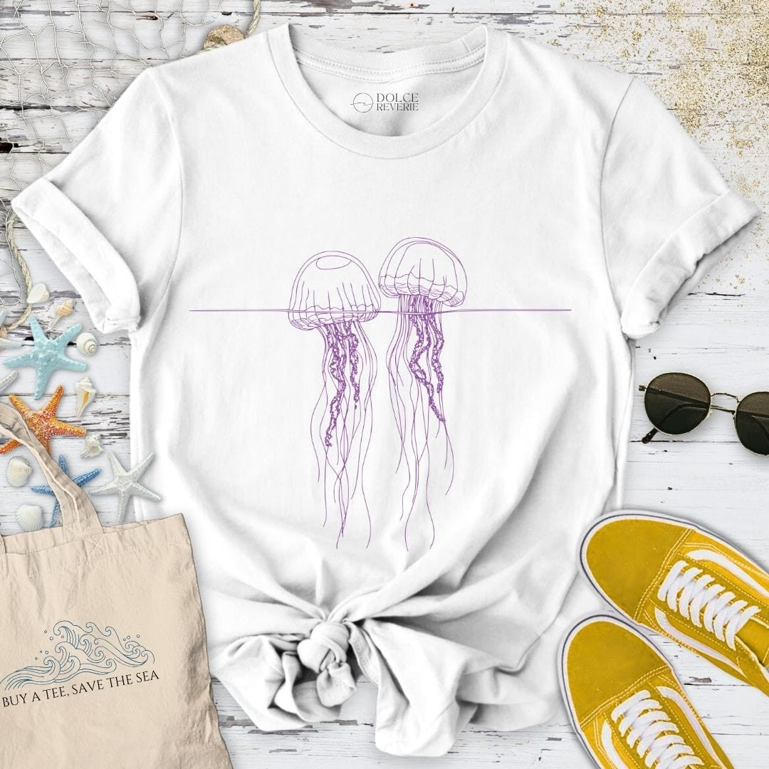2 Jellyfish Floating T-Shirt - Ocean Graphic Tee - Gift for Ocean Lovers - Unisex