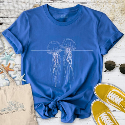 2 Jellyfish Floating T-Shirt - Ocean Graphic Tee - Gift for Ocean Lovers - Unisex