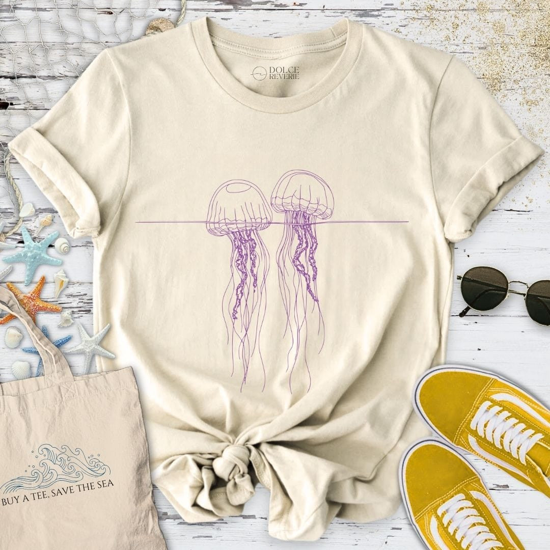 2 Jellyfish Floating T-Shirt - Ocean Graphic Tee - Gift for Ocean Lovers - Unisex