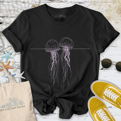 2 Jellyfish Floating T-Shirt - Ocean Graphic Tee - Gift for Ocean Lovers - Unisex