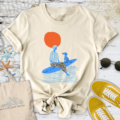 Surf & My Dog T-Shirt - Ocean Graphic Tee - Gift for Ocean Lovers - Unisex