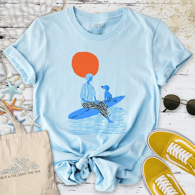 Surf & My Dog T-Shirt - Ocean Graphic Tee - Gift for Ocean Lovers - Unisex
