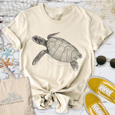 Turtle Line Art T-Shirt - Ocean Graphic Tee - Gift for Ocean Lovers - Unisex