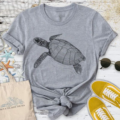 Turtle Line Art T-Shirt - Ocean Graphic Tee - Gift for Ocean Lovers - Unisex