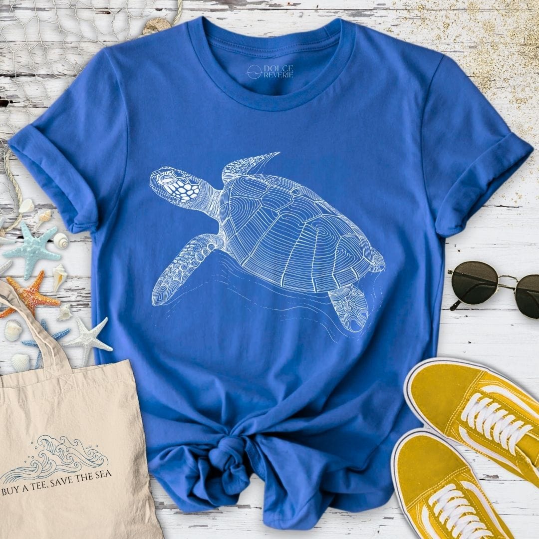 Turtle Line Art T-Shirt - Ocean Graphic Tee - Gift for Ocean Lovers - Unisex