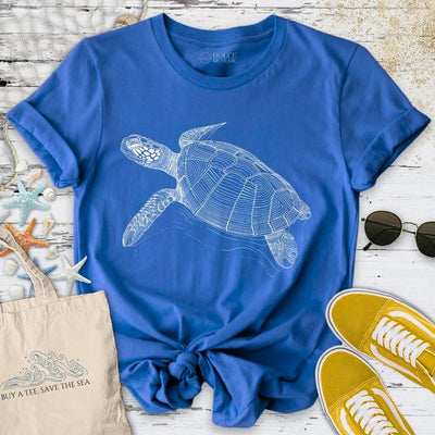 Turtle Line Art T-Shirt - Ocean Graphic Tee - Gift for Ocean Lovers - Unisex