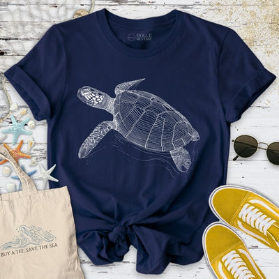 Turtle Line Art T-Shirt - Ocean Graphic Tee - Gift for Ocean Lovers - Unisex