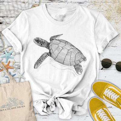 Turtle Line Art T-Shirt - Ocean Graphic Tee - Gift for Ocean Lovers - Unisex