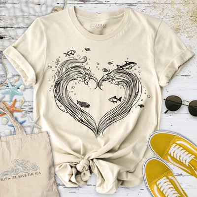 Heart Waves T-Shirt - Ocean Graphic Tee - Gift for Ocean Lovers - Unisex