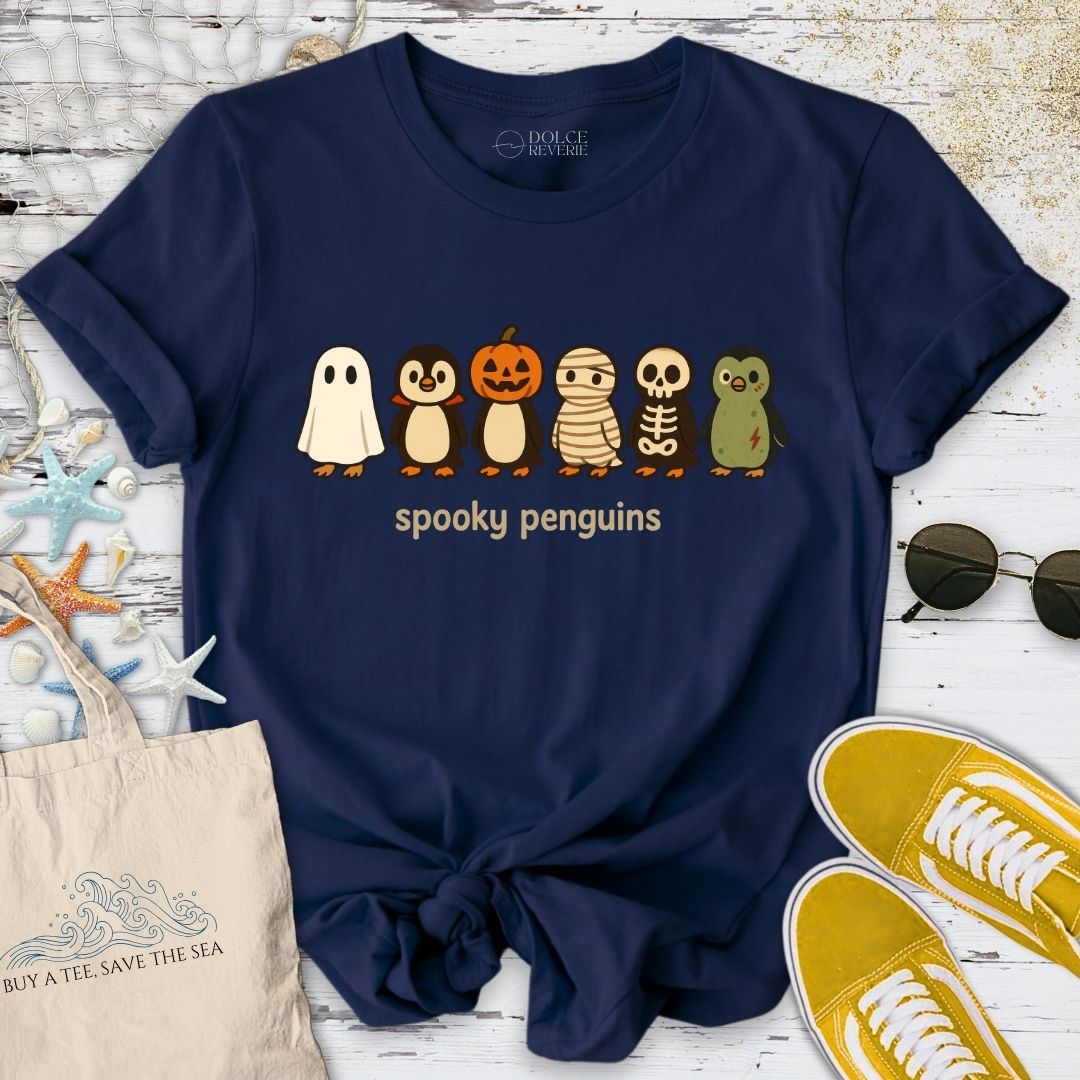 Spooky Penguins T-Shirt - Ocean Graphic Tee - Gift for Ocean Lovers - Unisex