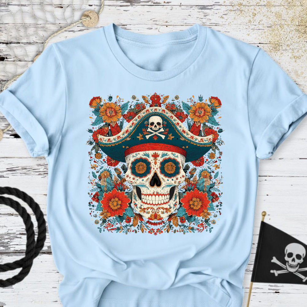 Mexican Pirate Skull T-Shirt - Ocean Graphic Tee - Gift for Ocean Lovers - Unisex