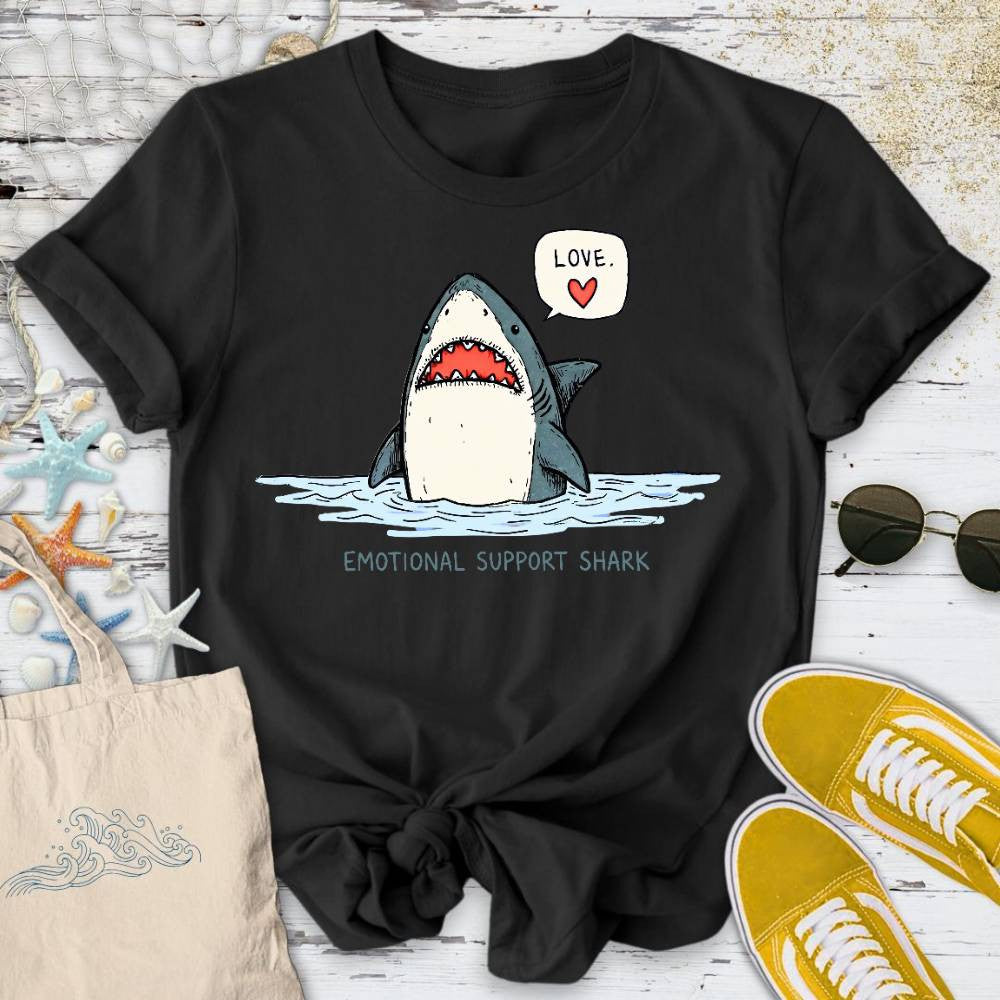 Emotional Support Shark T-Shirt - Ocean Graphic Tee - Gift for Ocean Lovers - Unisex