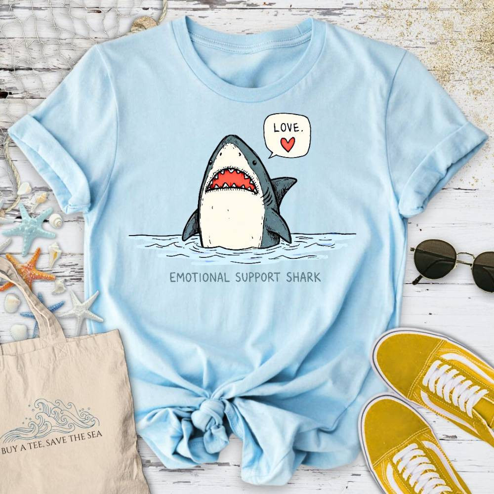 Emotional Support Shark T-Shirt - Ocean Graphic Tee - Gift for Ocean Lovers - Unisex