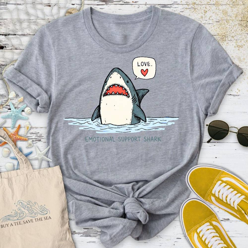Emotional Support Shark T-Shirt - Ocean Graphic Tee - Gift for Ocean Lovers - Unisex