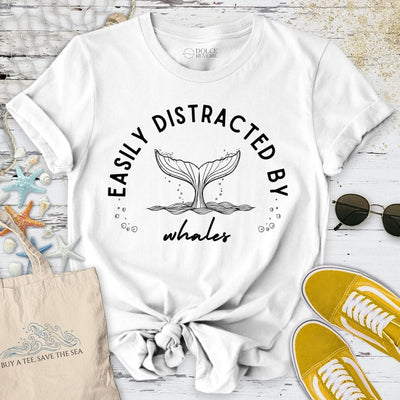 Easily Distracted By Whales T-Shirt - Ocean Graphic Tee - Gift for Ocean Lovers - Unisex