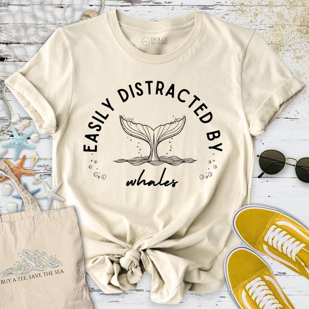 Easily Distracted By Whales T-Shirt - Ocean Graphic Tee - Gift for Ocean Lovers - Unisex
