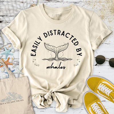 Easily Distracted By Whales T-Shirt - Ocean Graphic Tee - Gift for Ocean Lovers - Unisex