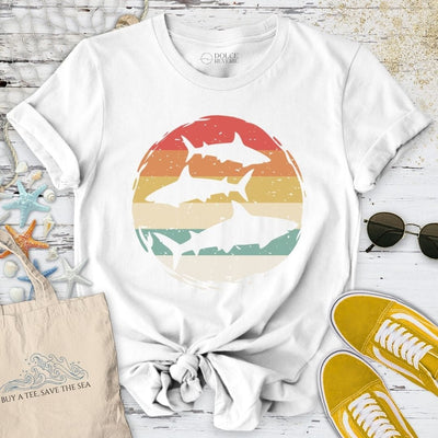 Retro Sharks T-Shirt - Ocean Graphic Tee - Gift for Ocean Lovers - Unisex