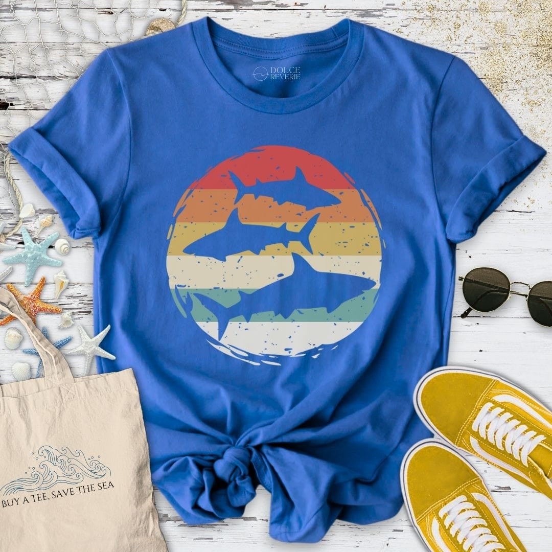 Retro Sharks T-Shirt - Ocean Graphic Tee - Gift for Ocean Lovers - Unisex