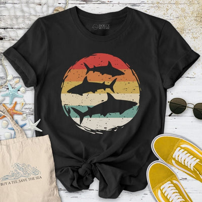 Retro Sharks T-Shirt - Ocean Graphic Tee - Gift for Ocean Lovers - Unisex
