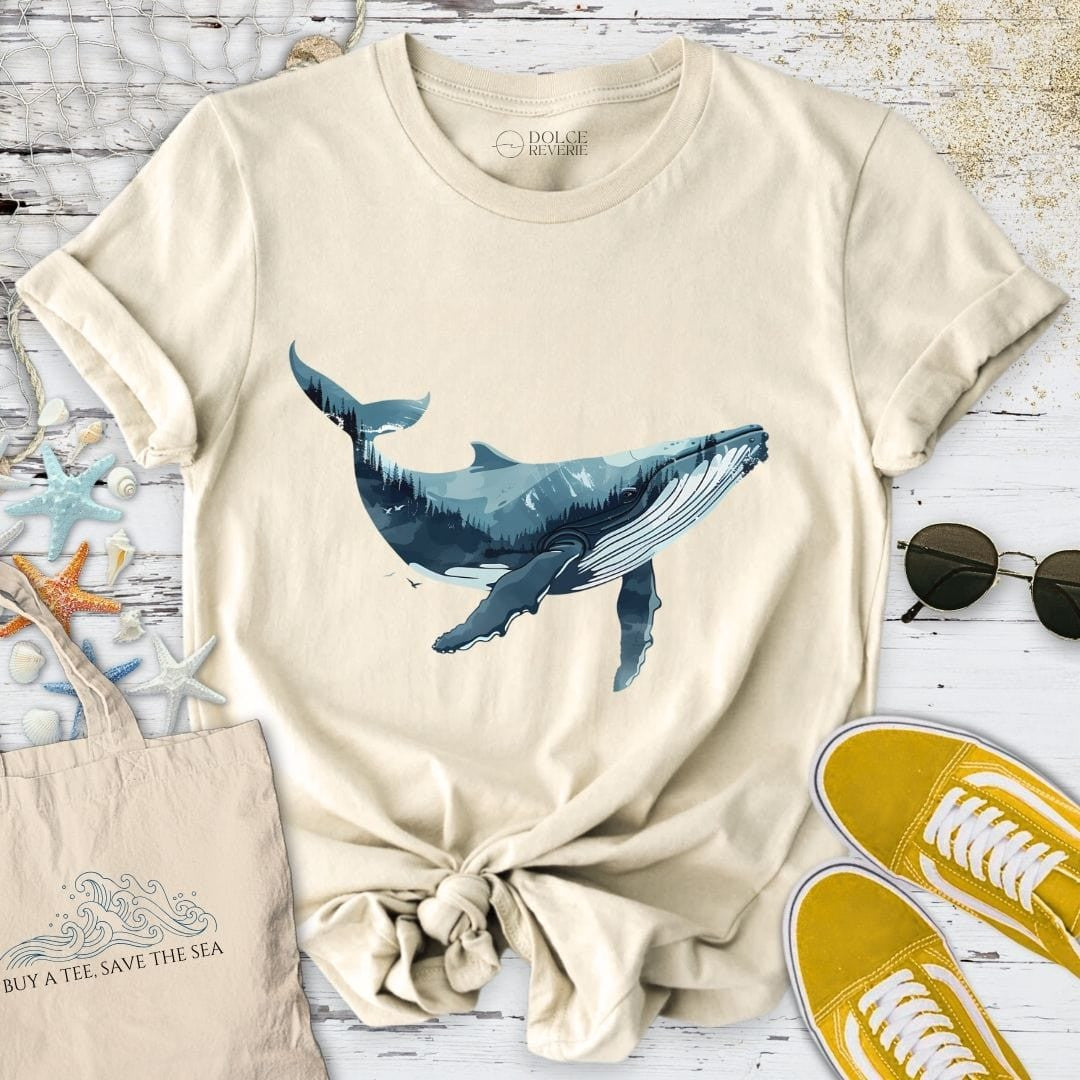 Whale & Mountains T-Shirt - Ocean Graphic Tee - Gift for Ocean Lovers - Unisex
