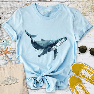 Whale & Mountains T-Shirt - Ocean Graphic Tee - Gift for Ocean Lovers - Unisex