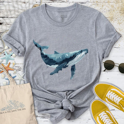 Whale & Mountains T-Shirt - Ocean Graphic Tee - Gift for Ocean Lovers - Unisex