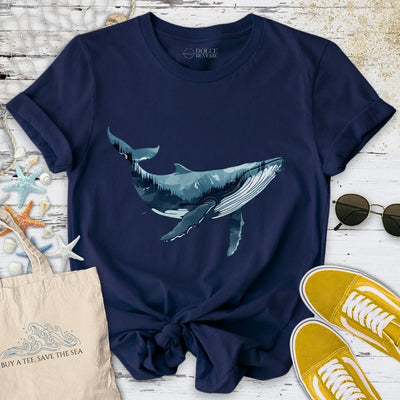 Whale & Mountains T-Shirt - Ocean Graphic Tee - Gift for Ocean Lovers - Unisex