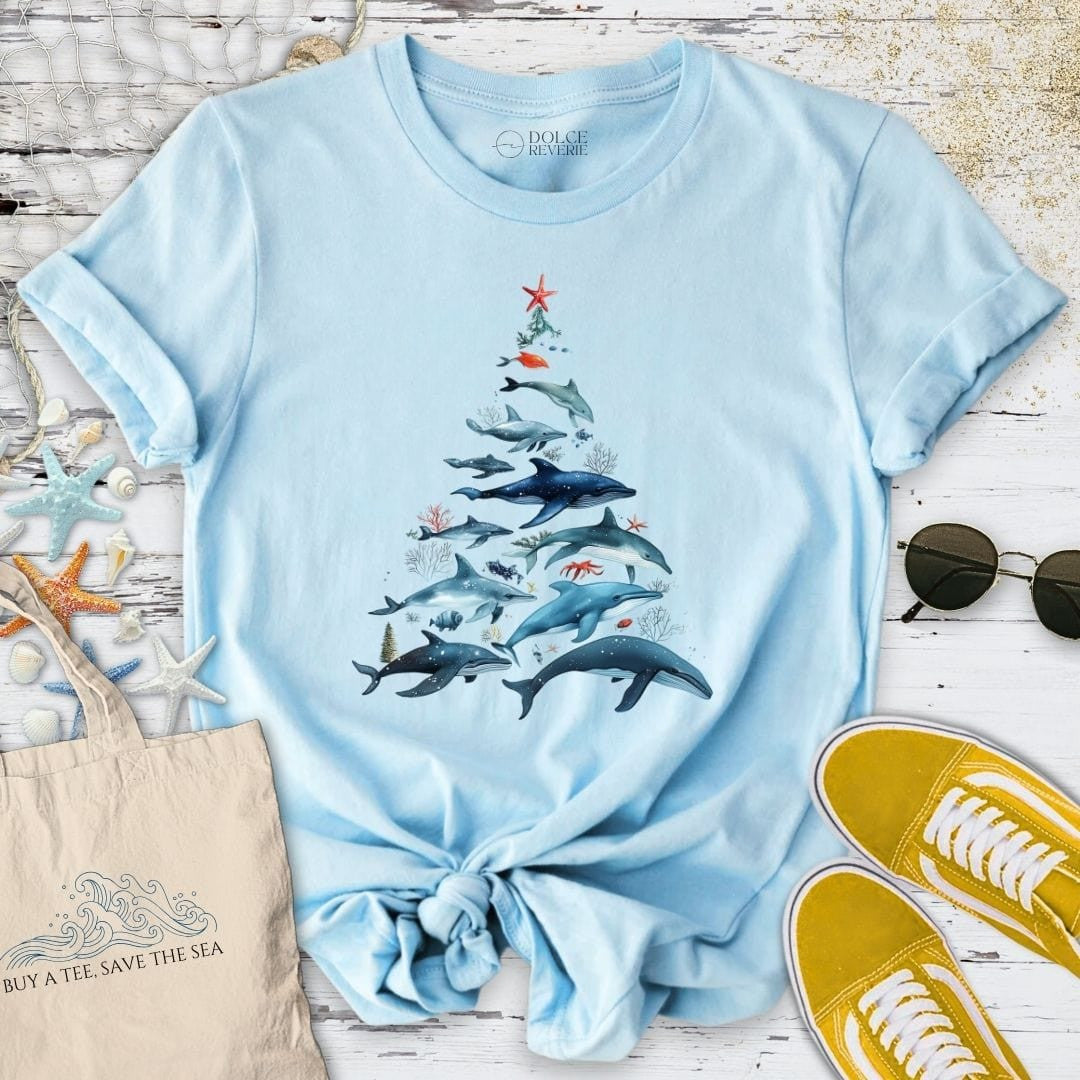 Marine Christmas T-Shirt - Ocean Graphic Tee - Gift for Ocean Lovers - Unisex