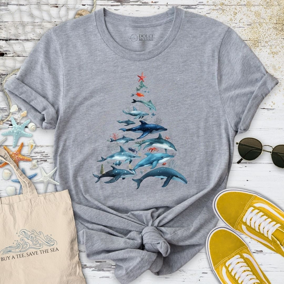 Marine Christmas T-Shirt - Ocean Graphic Tee - Gift for Ocean Lovers - Unisex