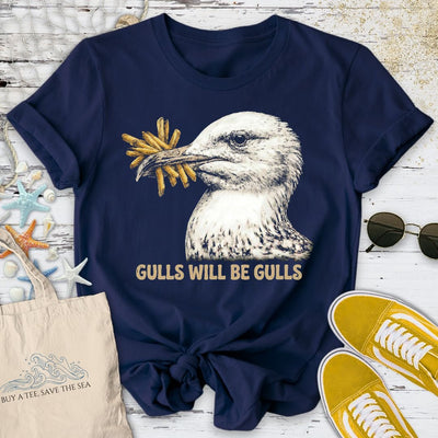 Gulls Will Be Gulls T-Shirt - Ocean Graphic Tee - Gift for Ocean Lovers - Unisex