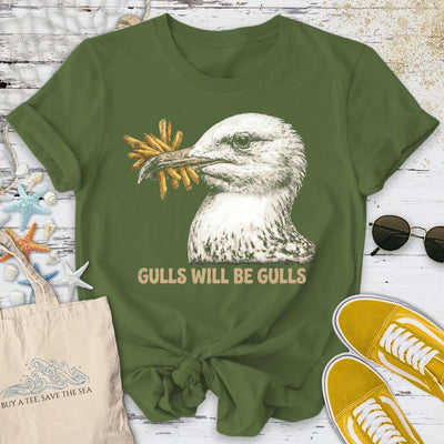 Gulls Will Be Gulls T-Shirt - Ocean Graphic Tee - Gift for Ocean Lovers - Unisex