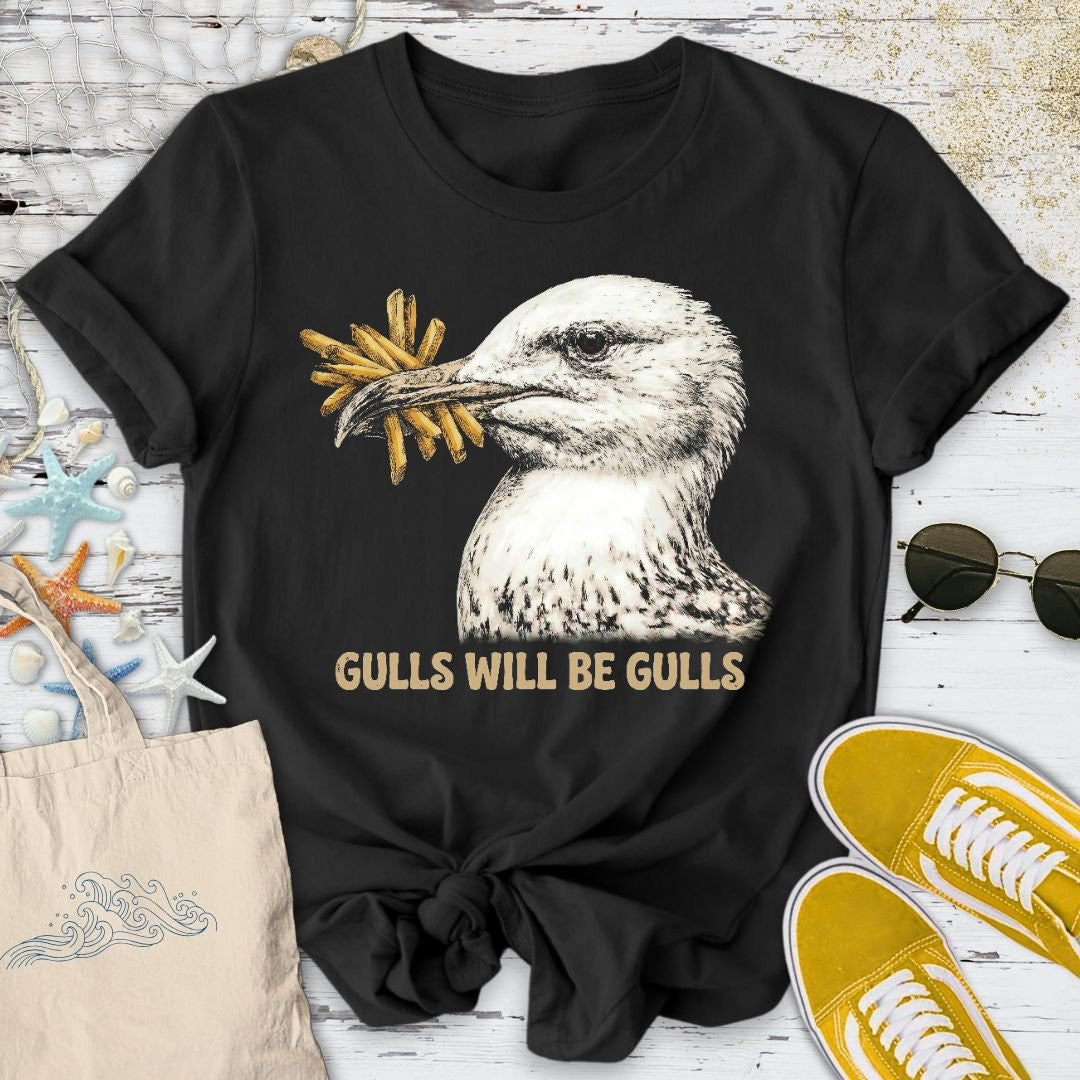 Gulls Will Be Gulls T-Shirt - Ocean Graphic Tee - Gift for Ocean Lovers - Unisex