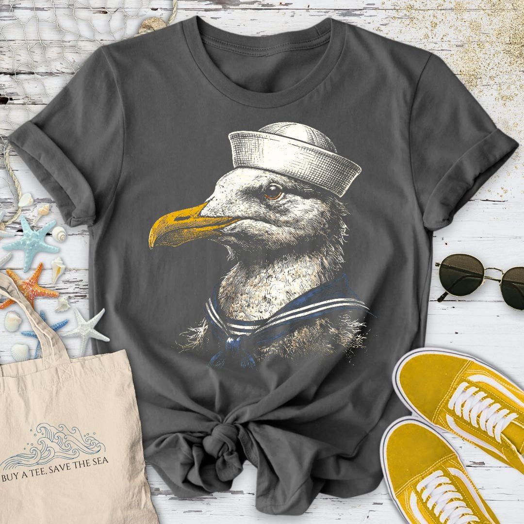 Seagull Sailor T-Shirt - Ocean Graphic Tee - Gift for Ocean Lovers - Unisex