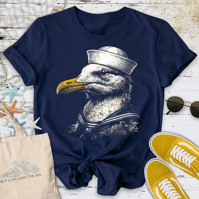 Seagull Sailor T-Shirt - Ocean Graphic Tee - Gift for Ocean Lovers - Unisex