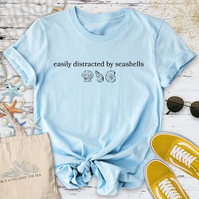 Distracted By Seashells T-Shirt - Ocean Graphic Tee - Gift for Ocean Lovers - Unisex