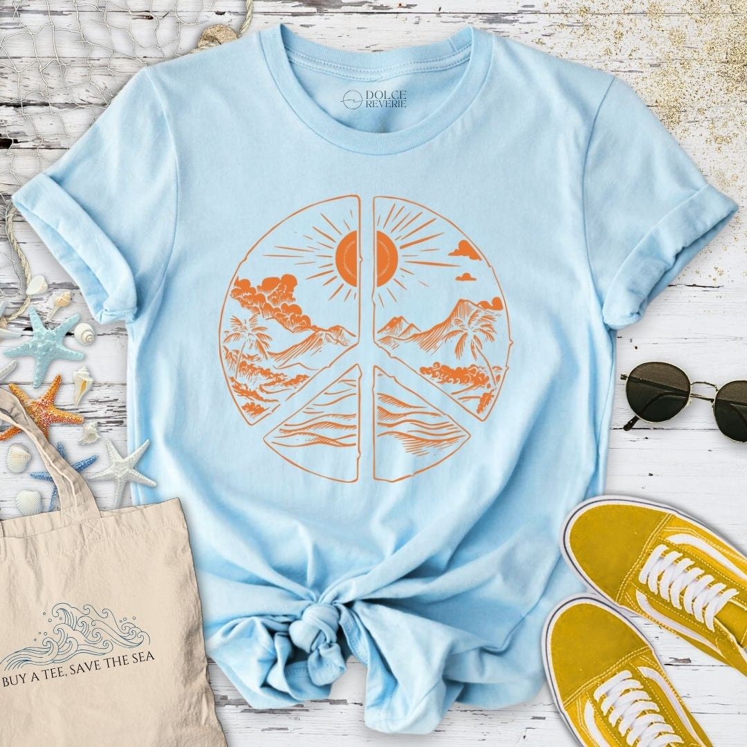 Tropical Peace T-Shirt - Ocean Graphic Tee - Gift for Ocean Lovers - Unisex