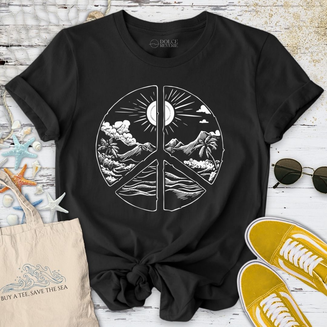 Tropical Peace T-Shirt - Ocean Graphic Tee - Gift for Ocean Lovers - Unisex