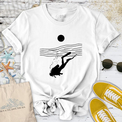 Diving Line Art T-Shirt - Ocean Graphic Tee - Gift for Ocean Lovers - Unisex