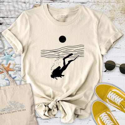 Diving Line Art T-Shirt - Ocean Graphic Tee - Gift for Ocean Lovers - Unisex