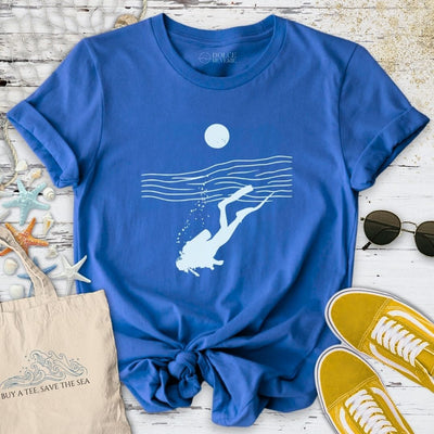 Diving Line Art T-Shirt - Ocean Graphic Tee - Gift for Ocean Lovers - Unisex