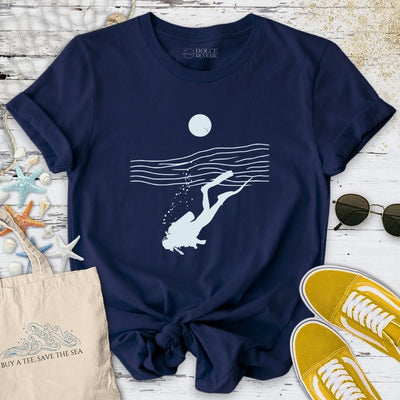Diving Line Art T-Shirt - Ocean Graphic Tee - Gift for Ocean Lovers - Unisex