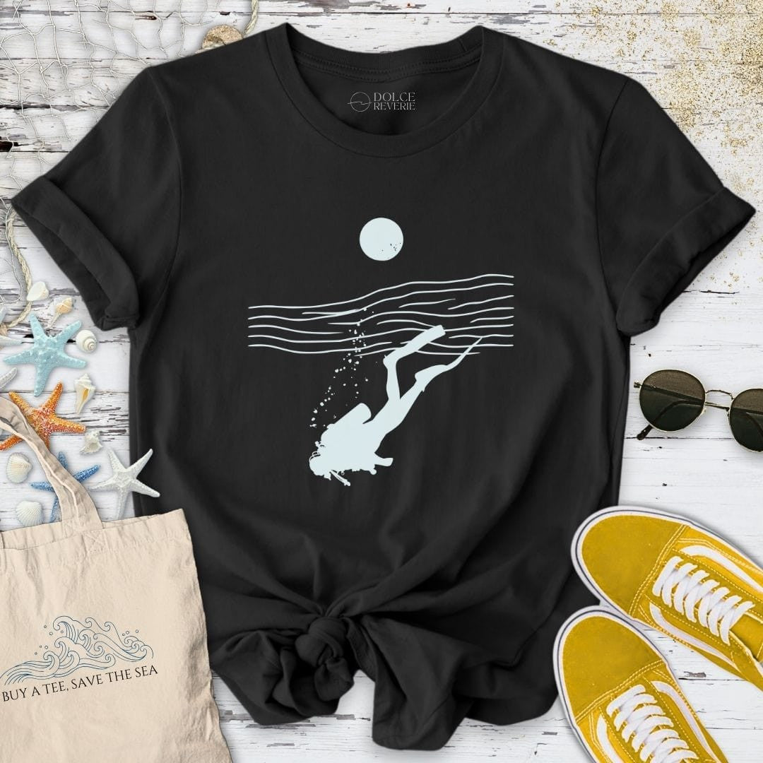 Diving Line Art T-Shirt - Ocean Graphic Tee - Gift for Ocean Lovers - Unisex