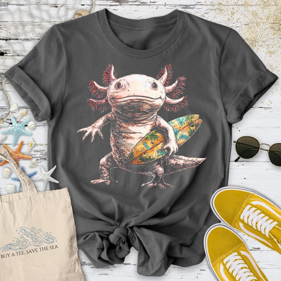 Surfer Axolotl T-Shirt - Ocean Graphic Tee - Gift for Ocean Lovers - Unisex