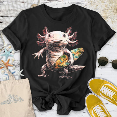 Surfer Axolotl T-Shirt - Ocean Graphic Tee - Gift for Ocean Lovers - Unisex