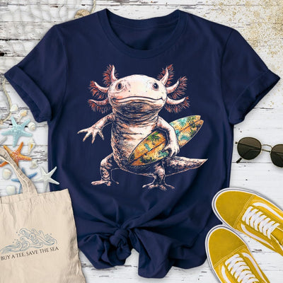 Surfer Axolotl T-Shirt - Ocean Graphic Tee - Gift for Ocean Lovers - Unisex
