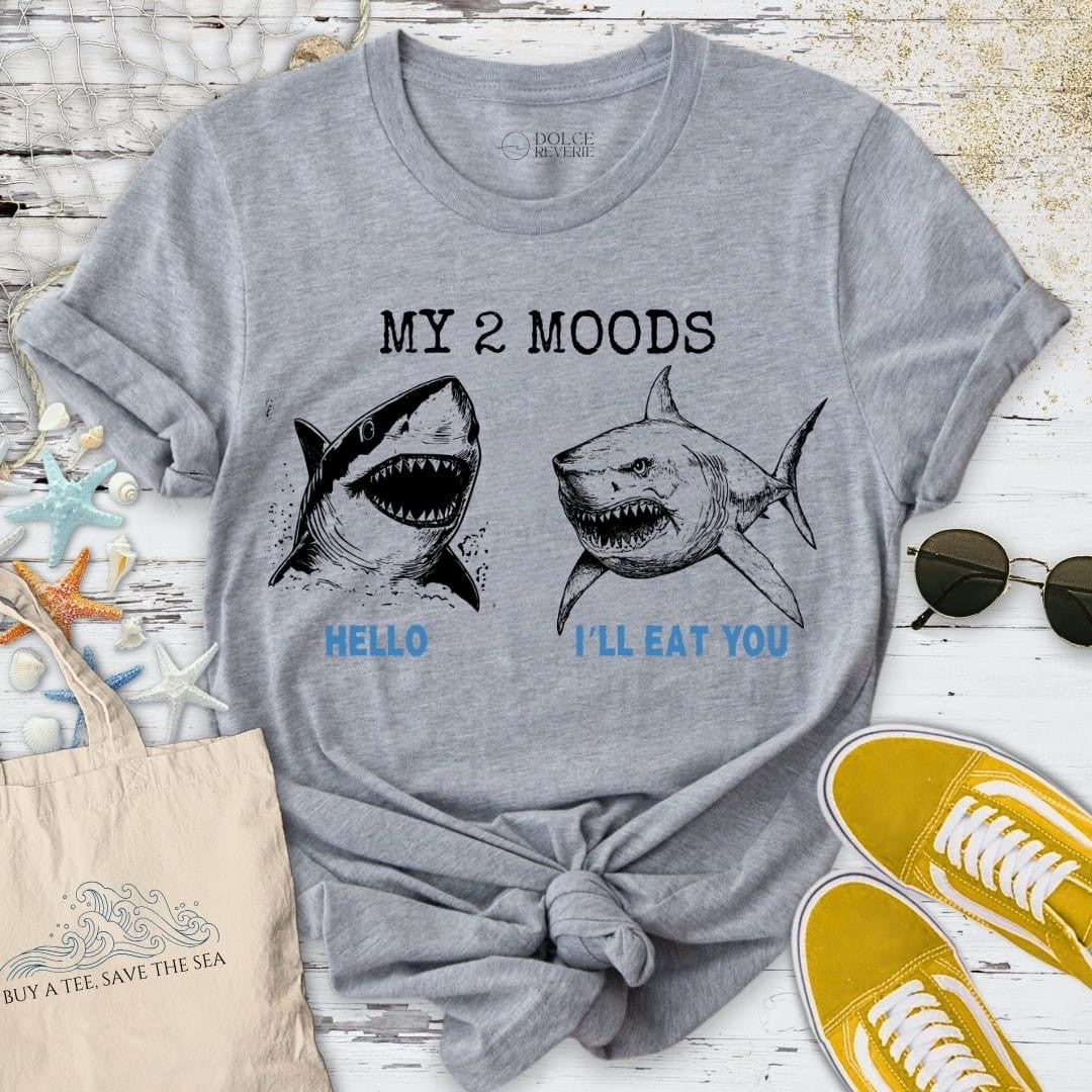 My 2 Moods - Shark T-Shirt - Ocean Graphic Tee - Gift for Ocean Lovers - Unisex